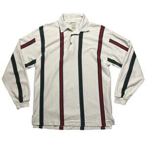 Vintage 90s Eddie Bauer Striped Rugby Long Sleeve Polo Shirt M